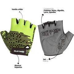 Luvas de Ciclismo Hupi Eco Dedo Curto Biometria Neon - Adulto - Foto 3