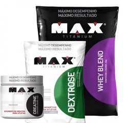 Kit Max Titanium Whey Protein Blend 2kg + Dextrose 1kg + Creatina 150g - Foto 3