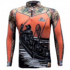 Camiseta Manga Longa de Pesca King Brasil Sublimada Kayak Kff639 - Masculino - Foto 1