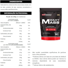 Kit Bodybuilders: Hipercalórico Waxy Mass - Chocolate - 3kg + Whey Protein Chocolate 500g +  BCAA 100g - Foto 2