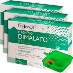 Kit Magnésio Dimalato Upnutri 700mg - 45 Cápsulas - 03 Unidades + Porta Comprimidos - Foto 1