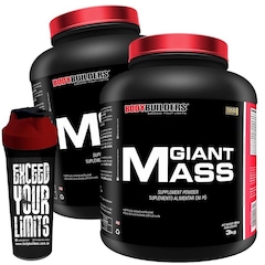 Kit Giant Mass Bodybuilders - Morango - 3kg - 2 unidades + Coqueteleira - Foto 1