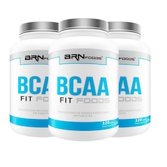 Kit BCAA BRN Foods Fit - 120 Tabs - 3 unidades - Foto 1
