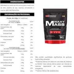 Kit Waxy Mass Bodybuilders - Chocolate - 3kg + Whey Protein - Chocolate - 900g + Creatina + BCAA + Coqueteleira - Foto 2