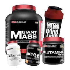 Kit Hipercalórico Bodybuilders Baunilha - 3kg + Glutamina 300g + BCAA 100g + Creatina 100g + Coqueteleira - Foto 1