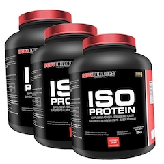 Kit 2x Whey Protein Isolado Bodybuilders Morango - 2kg + 1x Whey Protein Isolado Chocolate - 2kg - Foto 1