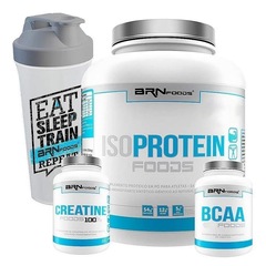 Kit Whey Protein Isolado Chocolate - 2kg + BCAA 100g + Creatina 100g + Coqueteleira - Foto 1