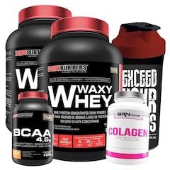 Kit 2x Waxy Whey Bau 900g + BCAA 100g Tang + Colageno Foods 100caps + Coqueteleira - Bodybuilders - Foto 1