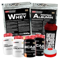 Kit Whey Protein Mor 500g + Albumin Protein Mor + 2x BCAA Tang + 2x Creatina + Coqueteleira - Foto 1