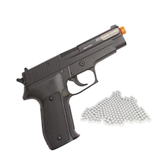Pistola Airsoft Sig Sauer P226 Cybergun Spring 220 FPS + Munições BBs 0,12g BB King 2000 Un - Foto 1