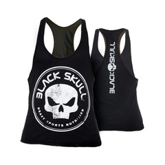 Camsieta Regata Black Skull Body Builder Cavada - Masculina - Foto 1