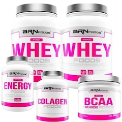 Kit 2x Whey Protein 900g Baunilha + Cafeína + Colágeno + Bcaa - BRN Foods - Foto 1