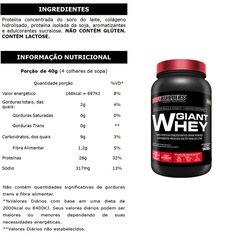 Kit Bodybuilders Hipercalórico Giant Mass Chocolate 3kg + Whey Protein Morango 900g + BCAA 250g + Coqueteleira 600ml - Foto 3