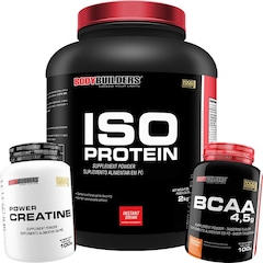 Kit Whey Protein Isolado Chocolate 2kg + BCAA 4.5 100g + Creatina 100g - Bodybuilders - Foto 1
