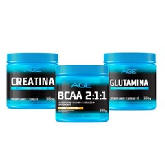 Kit AGE BCAA - Ponche de Frutas - 300g + Creatina - 300g + Glutamina - 300g - Foto 1