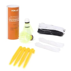 kit Badminton Vollo: 4x Raquetes + 3x Petecas + Suporte e rede - Foto 4