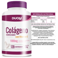Colágeno Hidrolisado com Vitamina C Duom 1000mg - 120 Comprimidos - Foto 3