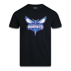 Camiseta New Era Plus Size Regular Manga Curta Charlotte Hornets Logo - Masculino - Foto 1