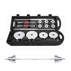 Kit Dumbbell + Barra Halter + Barra com 50kg Cromado - Foto 4