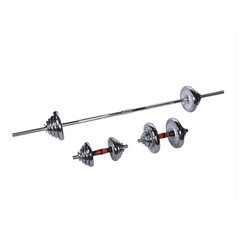 Kit Dumbbell + Barra Halter + Barra com 50kg Cromado - Foto 1