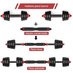 Kit Halteres 6 em 1 Peso Musculação Ajustável Ahead Sports - até 50kg - Foto 3