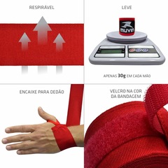 Kit Bandagem Elástica 3m Muvin com 3 Pares - Atadura Protetora - Boxe Muay Thai Artes Marciais Luta - Foto 2