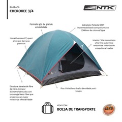Barraca de Camping 3/4 Pessoas NTK Cherokee com Coluna D''água de 2500mm - Foto 8