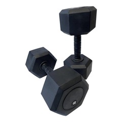 Dumbbell Injetado Sextavado Iniciativa Fitness Monobloco Emborrachado - 20Kg - Unidade - Foto 1