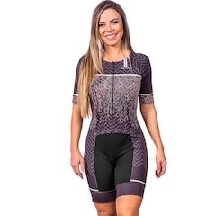 Macaquinho Kauna com Mangas Triathlon Elite Pixel Proteção UV50+ - Feminino - Foto 1