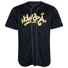 Camisa New Era Botão Jersey Baseball Street Life Tag - Masculina - Foto 1