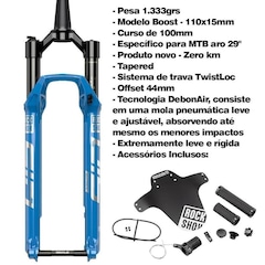 Suspensão SID SL Ultimate Boost Aro 29 Controle Manual Azul - Rock Shox - Foto 3