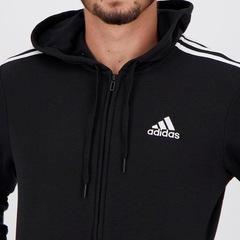 Jaqueta de Moletom com Capuz adidas Zíper Essentials 3-Stripes - Masculina - Foto 4