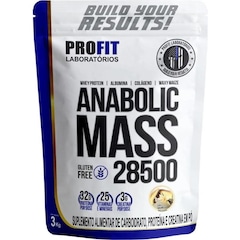Kit Profit: 2x Hipercalorico Anabolic Mass 28500 Baunilha 3kg + Creatina + Bcaa + Coqueteleira - Profit - Foto 2