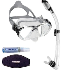 Kit de Mergulho Cressi: Máscara de Mergulho + Snorkel Big Eyes Evo Crystal + Antiembaçante Gold + Strap - Adulto - Foto 1