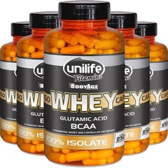 Kit de 5 Whey Protein Isolado Unilife - 250 cápsulas - Foto 1