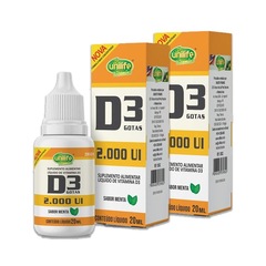 Kit Vitaminas D3 2.000 Ui Unilife - Menta - 20ml - 2 unidades - Foto 1