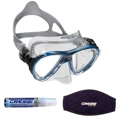 Kit de Mergulho Cressi: Máscara de Mergulho Big Eyes Evolution Crystal + Anti Fog Sea Gold + Strap - Adulto - Foto 1