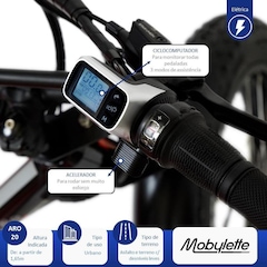 Bicicleta Elétrica - Aro 20 - Caloi Mobylette 350W - Freio Hidráulico a Disco - Câmbio Microshift RD-M21 - 7v - Unissex - Foto 8