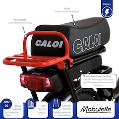 Bicicleta Elétrica - Aro 20 - Caloi Mobylette 350W - Freio Hidráulico a Disco - Câmbio Microshift RD-M21 - 7v - Unissex - Foto 10
