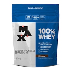 Whey 100% Refil Chocolate Max Titanium - 900g - Foto 1