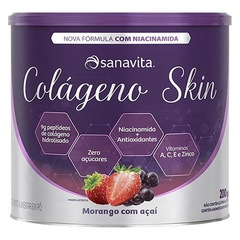 Kit Colágeno Skin Niacinamida Sanavita Morango e Açaí 200g - 3 unidades - Foto 2