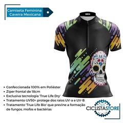 Camisa Ciclismo Feminina Mountain Bike Manga Curta Pro Tour Caveira Mexicana Louca - Foto 3