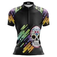 Camisa Ciclismo Feminina Mountain Bike Manga Curta Pro Tour Caveira Mexicana Louca - Foto 1