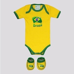 Kit Torcida Baby: Body Brasil Flag + Pantunfa - Infantil - Foto 2