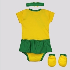 Kit Torcida Baby: Body Brasil Heart + Pantufa + Faixa De Cabeça - Infantil - Foto 1