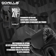 Luva de Muay Thai 12 Oz Expressive Black Gorilla Boxe Kickboxing Fight MMA Combate Profissional - Foto 3