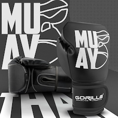 Luva de Muay Thai 12 Oz Expressive Black Gorilla Boxe Kickboxing Fight MMA Combate Profissional - Foto 4