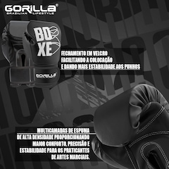 Luva De Boxe 12 Oz Expressive Black Gorilla Muay Thai Kickboxing Fight MMA Combate Profissional - Foto 2