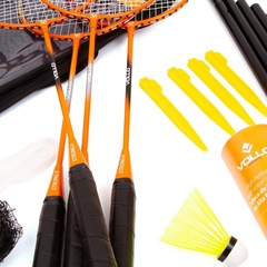 Kit de Badminton Vollo com Rede + Suporte + 4 Raquetes + 3 petecas - Foto 3
