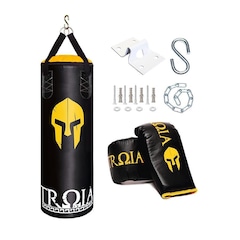 Kit de Luta Troia Saco de Pancada Profissional + Luvas + Suporte - 90cm - Foto 1